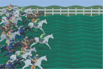 Image of a horse race representing a carnival game